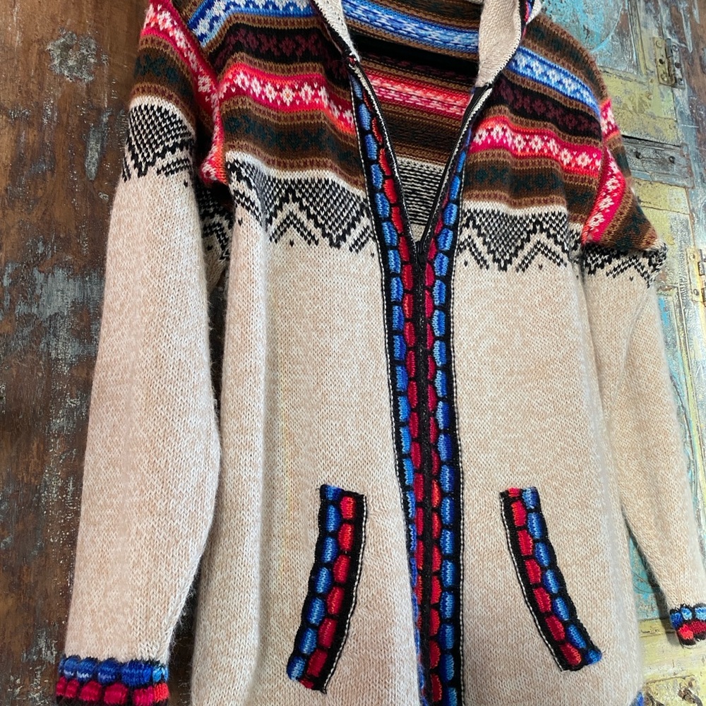 Hooded Acrylic Knit Zipfront Sweater - Picture 4 of 11